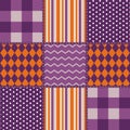 Purple and orange abstract patchwork pattern.