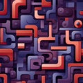 Purple and orange geometric shapes in a puzzle-like pattern (tiled)