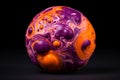 a purple and orange marble with swirls on it