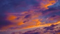 Purple orange sunset. Evening sky with clouds. Beautiful colorful sky background Royalty Free Stock Photo