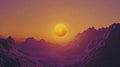 Purple And Orange Sunset Over Mountains Royalty Free Stock Photo