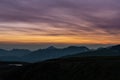 Purple and Orange Sunset Skies Over Rocky Mountains Royalty Free Stock Photo