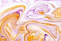 Purple and orange vibrant abstract marbled texture. Luxurious granite, natural stone wave pattern. Royalty Free Stock Photo