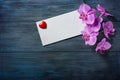 Purple Orchid and envelope Royalty Free Stock Photo