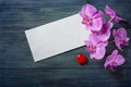 Purple Orchid and envelope Royalty Free Stock Photo