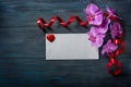 Purple Orchid and envelope Royalty Free Stock Photo