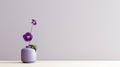 Purple Orchid Flower In Jar Vase On Grey Background Royalty Free Stock Photo