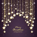 Purple Ornaments Golden Stars Royalty Free Stock Photo