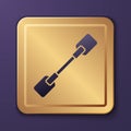 Purple Paddle icon isolated on purple background. Paddle boat oars. Gold square button. Vector