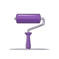 Purple paint roller cartoon vector illustration for DIY home renovation Royalty Free Stock Photo