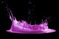 Purple paint splash isolated on black background Royalty Free Stock Photo