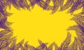 Purple palm leaves on yellow background,festive background