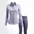 Purple Pants And Skirt Outfit For Women - Photorealistic Pastiche Style