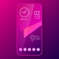 Purple paper texture home screen realistic smartphone user interface Royalty Free Stock Photo