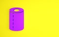 Purple Paper towel roll icon isolated on yellow background. Minimalism concept. 3d illustration 3D render Royalty Free Stock Photo