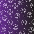 Purple pattern gradient background with cool emoticon