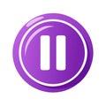 Purple pause button with glossy effect for media player or navigation interface in online digital application Royalty Free Stock Photo
