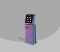 Purple payment terminal, Digital touch screen, interactive kiosk, communal payments