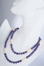 Purple and pearl beaded necklace