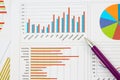 Purple pen on business chart background Royalty Free Stock Photo