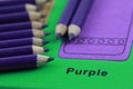 purple pencil crayon of row