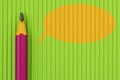 Purple pencil with speech bubble