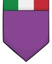 Purple pennant template decorated with Italian flag colors, Vector illustration