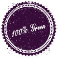 Purple 100 PERCENT GREEN distressed stamp