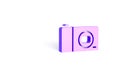 Purple Photo camera icon isolated on white background. Foto camera icon. Minimalism concept. 3d illustration 3D render Royalty Free Stock Photo