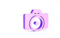 Purple Photo camera icon isolated on white background. Foto camera icon. Minimalism concept. 3d illustration 3D render Royalty Free Stock Photo