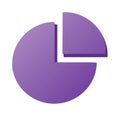 Purple pie chart infographic with a detached slice showing business data analytics and financial statistics Royalty Free Stock Photo