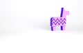 Purple Pinata icon isolated on white background. Mexican traditional birthday toy. Minimalism concept. 3d illustration Royalty Free Stock Photo