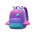 Purple Pink Blue Cartoon Rocket Backpack 3D Render Royalty Free Stock Photo