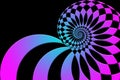 A 3d illustration of spiral shell concept of purple and blue against a black background Royalty Free Stock Photo