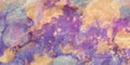 Purple pink and blue fluid alcohol ink background painting, liquid gold marbled on watercolor painted pattern, beautiful fancy col