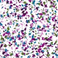 Purple, pink, blue and green chaotic brush strokes on the white background. Short animal tail imitation. Seamless pattern for Royalty Free Stock Photo