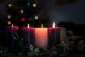 christian advent wreath with 4 burning candles Royalty Free Stock Photo