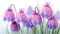 Purple and pink checkered Fritillaria Meleagris in a fresh spring setting