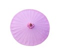 Purple or pink oil paper umbrella with water drops top view isolated on white background and clipping path Royalty Free Stock Photo