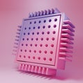 Purple-pink Processor icon isolated on pink background. CPU, central processing unit, microchip, microcircuit, computer Royalty Free Stock Photo