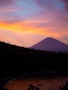 Sunset at Jemeluk bay overlooking Mt. Agung in Bali