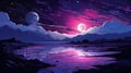 Purple Planet And Moon Wallpaper - Calm Waters And Expansive Landscapes Royalty Free Stock Photo