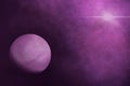 Purple planet and the star in the space