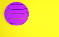 Purple Planet Venus icon isolated on yellow background. Minimalism concept. 3d illustration 3D render