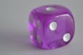 Purple plastic arcylic d6 six sided die dice close up variable focus