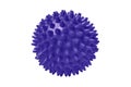 Purple plastic spiny massage ball isolated on white. Concept of physiotherapy or fitness. Closeup of a colorful rubber