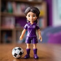 Realistic Toy Soccer Girl Doll With Dark Purple Uniform