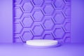 Purple podium with hexagonal honeycomb background Royalty Free Stock Photo