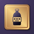 Purple Poisoned alcohol icon isolated on purple background. Gold square button. Vector