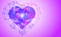 Purple polygonal mesh heart. Valentine`s day. Medicine concept. Vector illustration